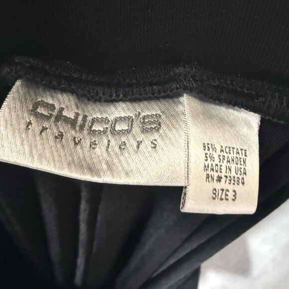 Chicos Travelers Women 3 Size XL Pants Black Pull On Wide Leg Comfort Crop - Picture 2 of 8